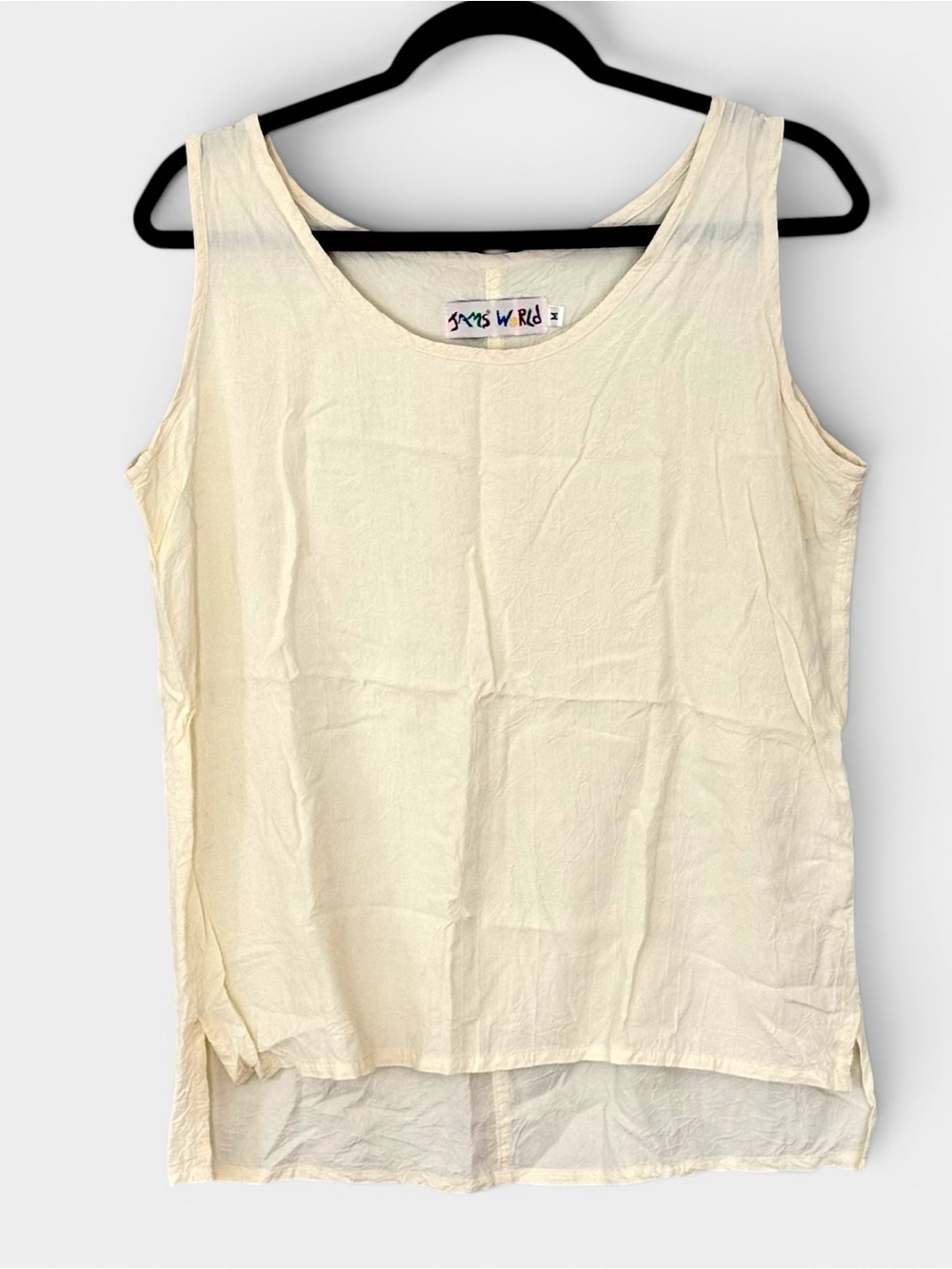 Jams World Yellow Tank Top Women’s SZ M Soft Rayon Casual Summer Minimalist